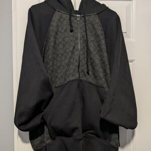 Coach Black Patterned Zip-Up Sweater